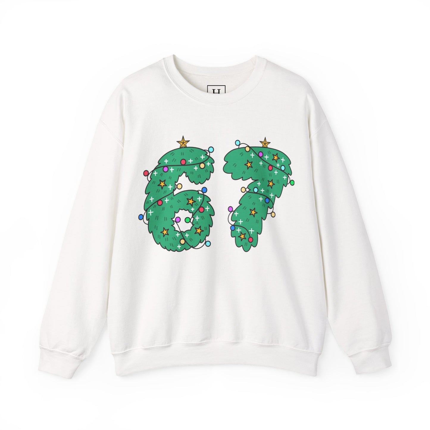 Wreath with Lights and Stars 6 7  - Christmas Sweatshirt - Unisex