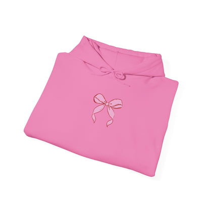 Coquette Pink Center Bow Pullover Hoodie with Bow Sleeves