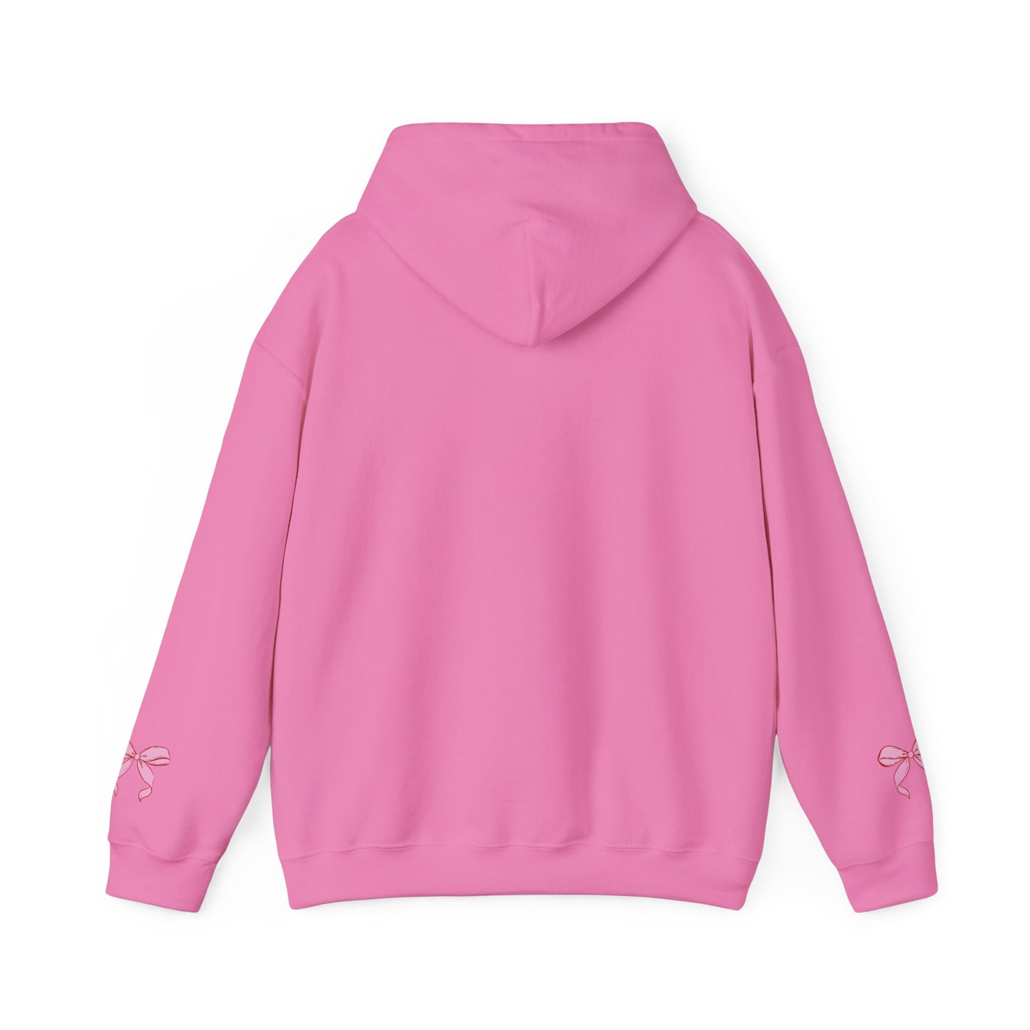 Coquette Pink Center Bow Pullover Hoodie with Bow Sleeves