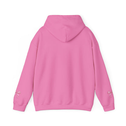 Coquette Pink Center Bow Pullover Hoodie with Bow Sleeves