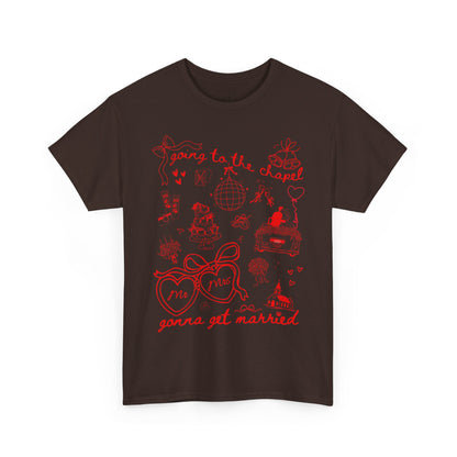 Mr. & Mrs. Red Wedding T-Shirt — "Going to the Chapel" Bridal Tee
