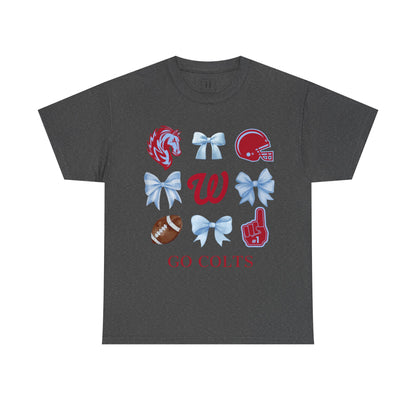 West Jessamine Colts Coquette Football Bows - Unisex Tee