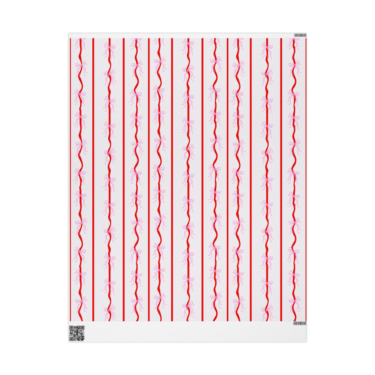 Pink Bows & Red Stripes Wrapping Paper — Coquette Gift Wrap