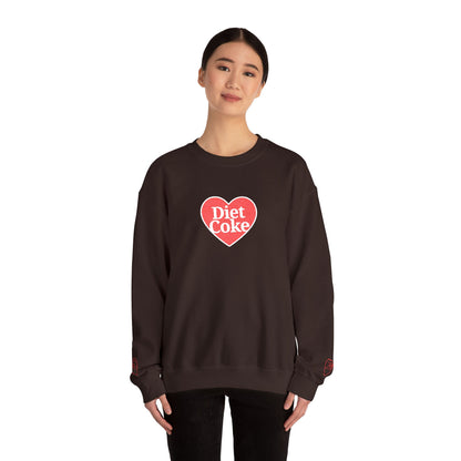 Valentine Heart 'Diet Coke' with Red Bows on Left & Right Sleeves Crewneck Sweatshirt -Embroidered