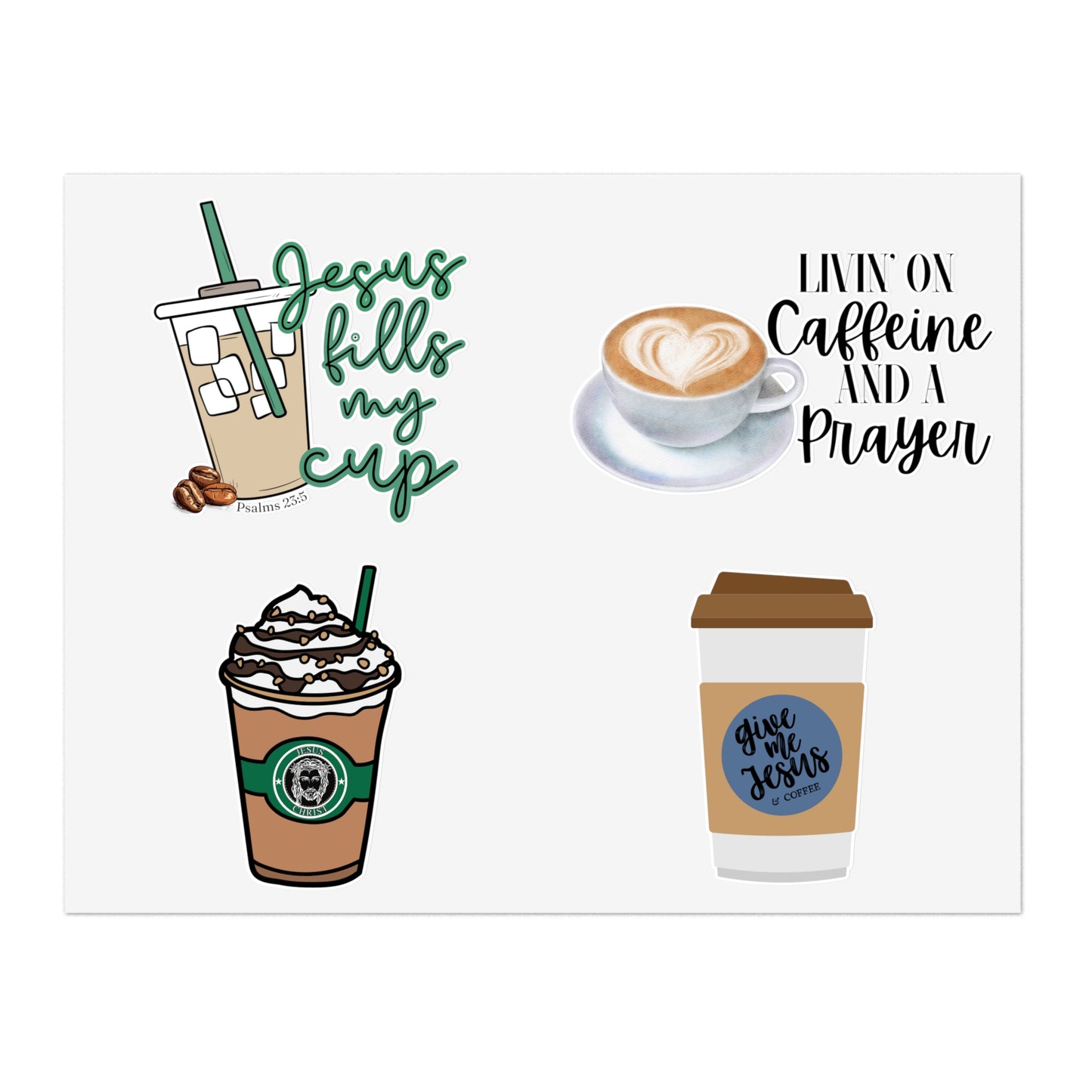 Coffee and Jesus Christian Sticker Sheets