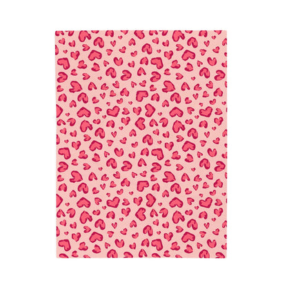 Velveteen Plush Blanket — Pink Heart Cheetah Print Cozy Throw