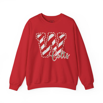Candy Cane "W" - Colts; Christmas Sweatshirt - Unisex