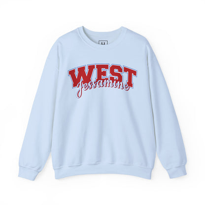 West Jessamine Cheer Crewneck Sweatshirt — Back ‘West Jessamine Cheer’ with Horse Logo - Unisex