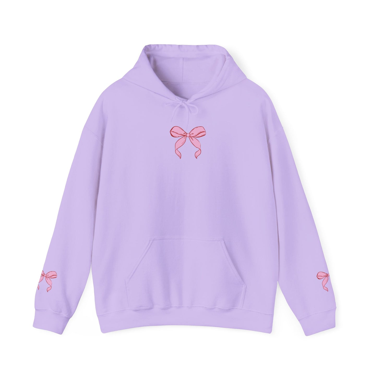 Coquette Pink Center Bow Pullover Hoodie with Bow Sleeves