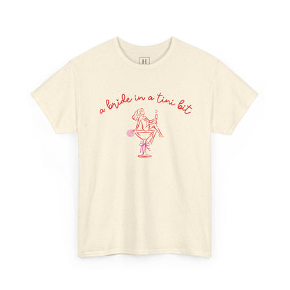 Bride in a Tiny Bit Martini Tee — Wedding Bachelorette Party Shirt with Bouquet & Hearts