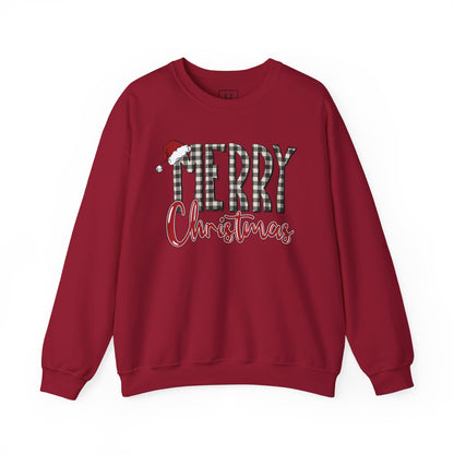 Merry Christmas Buffalo Check  -- Unisex Sweatshirt