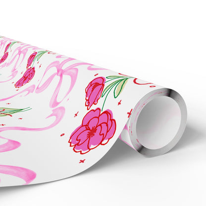 Pink Bows & Flower Wrapping Paper — Coquette Gift Wrap