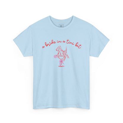 Bride in a Tiny Bit Martini Tee — Wedding Bachelorette Party Shirt with Bouquet & Hearts