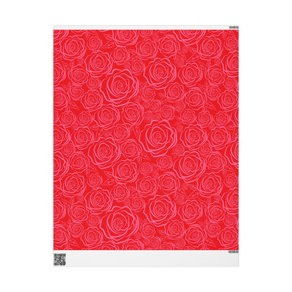Pink & Red Floral Wrapping Paper — Coquette Flower Gift Wrap