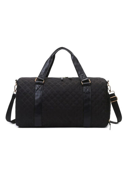 Black Plaid Large Capacity Travel Duffle Bag