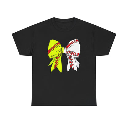 Softball Baseball Bow Unisex Tee - Sports Mama