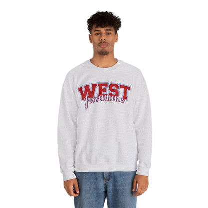 West Jessamine Cheer Crewneck Sweatshirt — Back ‘West Jessamine Cheer’ with Horse Logo - Unisex