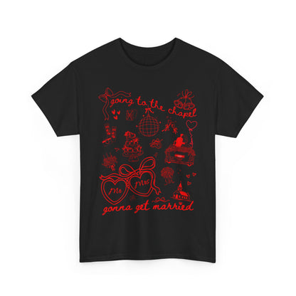 Mr. & Mrs. Red Wedding T-Shirt — "Going to the Chapel" Bridal Tee
