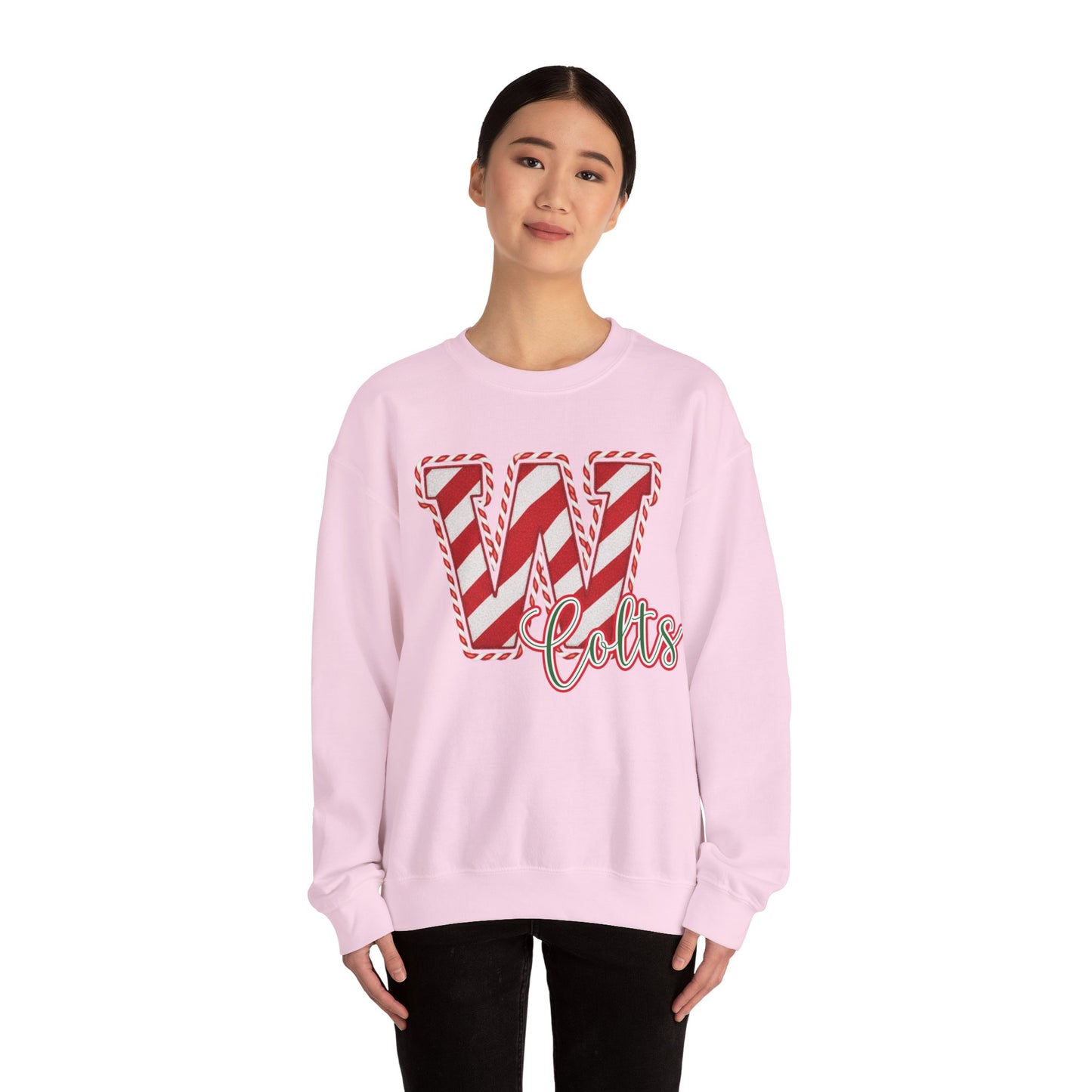 Candy Cane "W" - Colts; Christmas Sweatshirt - Unisex