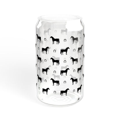Horse and Horse Shoe Kentucky Derby Sipper Glass, 16oz