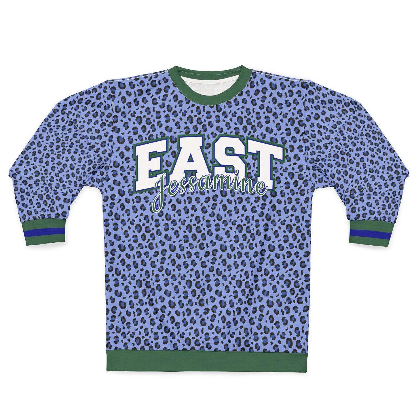 East Jessamine Blue Cheetah Print Sweatshirt — AOP Pullover