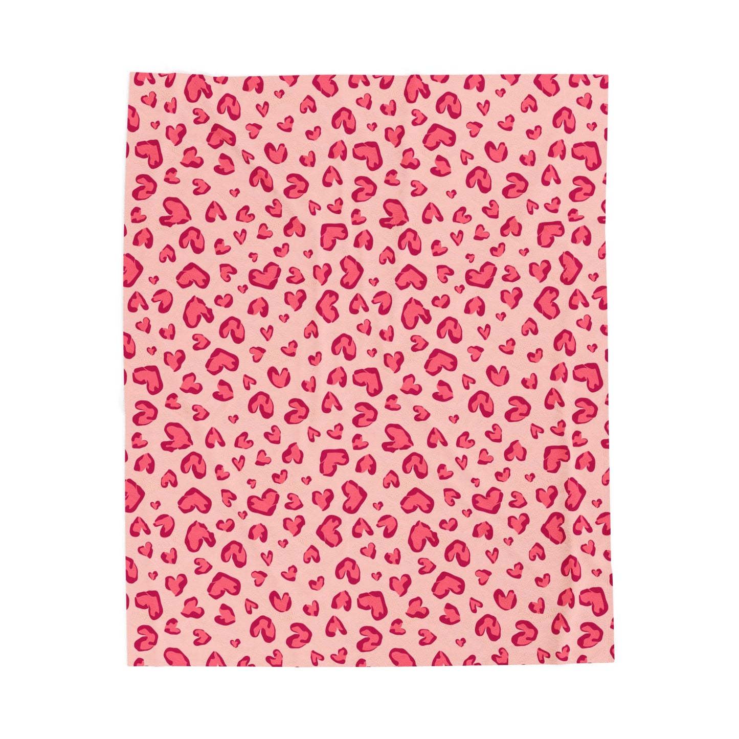 Velveteen Plush Blanket — Pink Heart Cheetah Print Cozy Throw