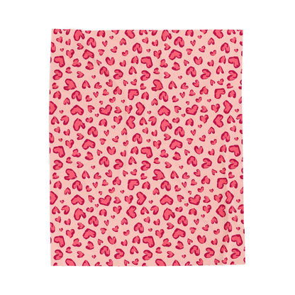 Velveteen Plush Blanket — Pink Heart Cheetah Print Cozy Throw