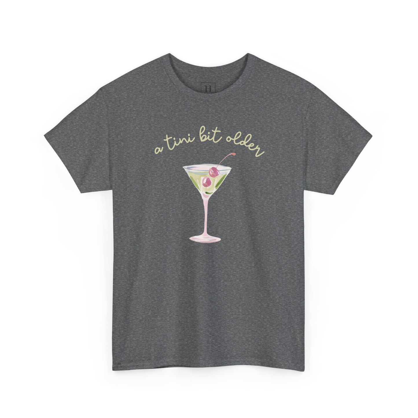 Cute "A Tini Bit Older" Martini T-Shirt — Retro Pink & Green Cocktail Tee