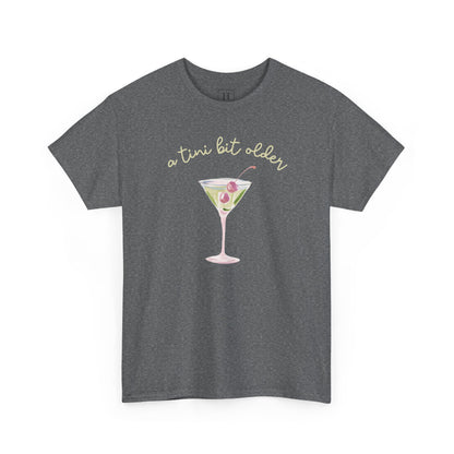Cute "A Tini Bit Older" Martini T-Shirt — Retro Pink & Green Cocktail Tee