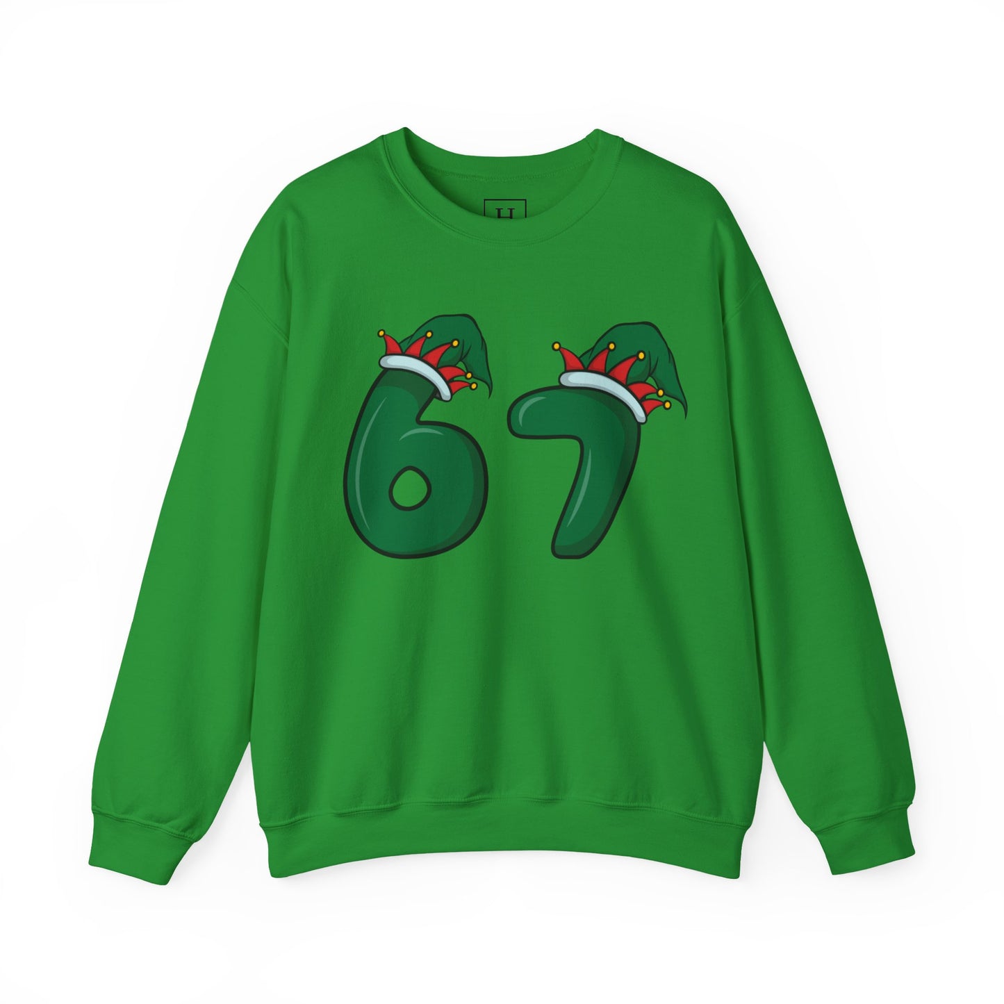 Green & Red Elf Hat 6 7  - Christmas Sweatshirt - Unisex