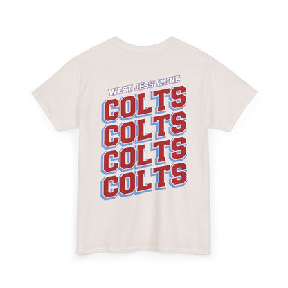 (W) Logo on Front; West Jessamine COLTS on Back —  Front & Back Unisex T-Shirt