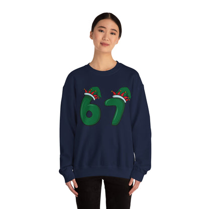 Green & Red Elf Hat 6 7  - Christmas Sweatshirt - Unisex