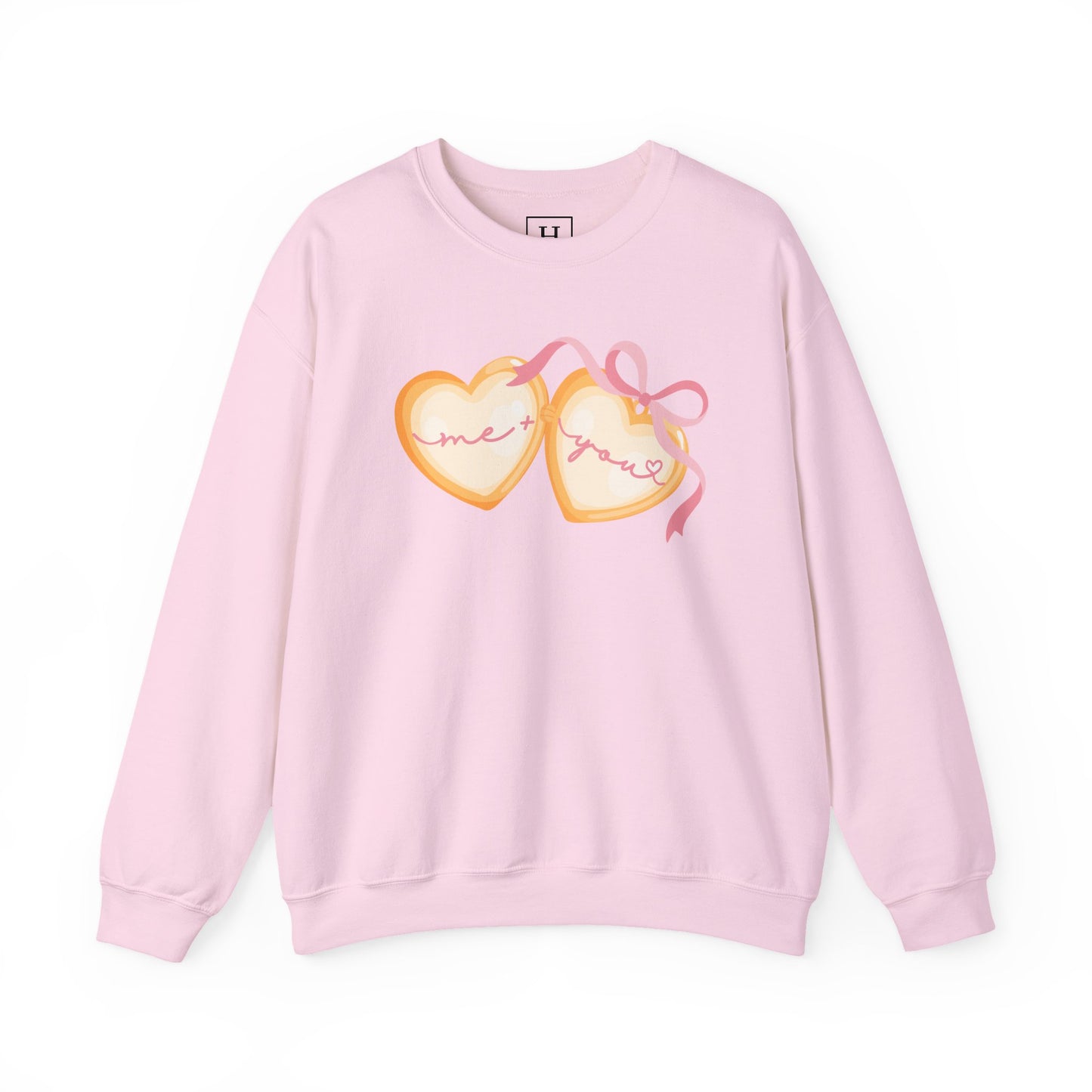 Me + You Heart Locket with Pink Bow Sweatshirt