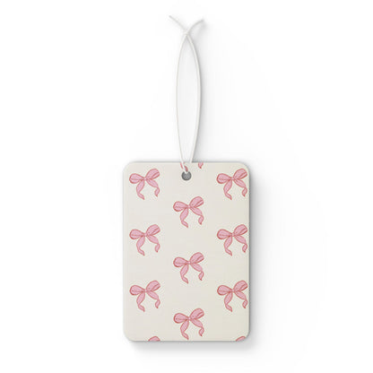 Pink Bow Car Air Freshener — Cute Ribbon Pattern Scented Ornament - Valentines Day