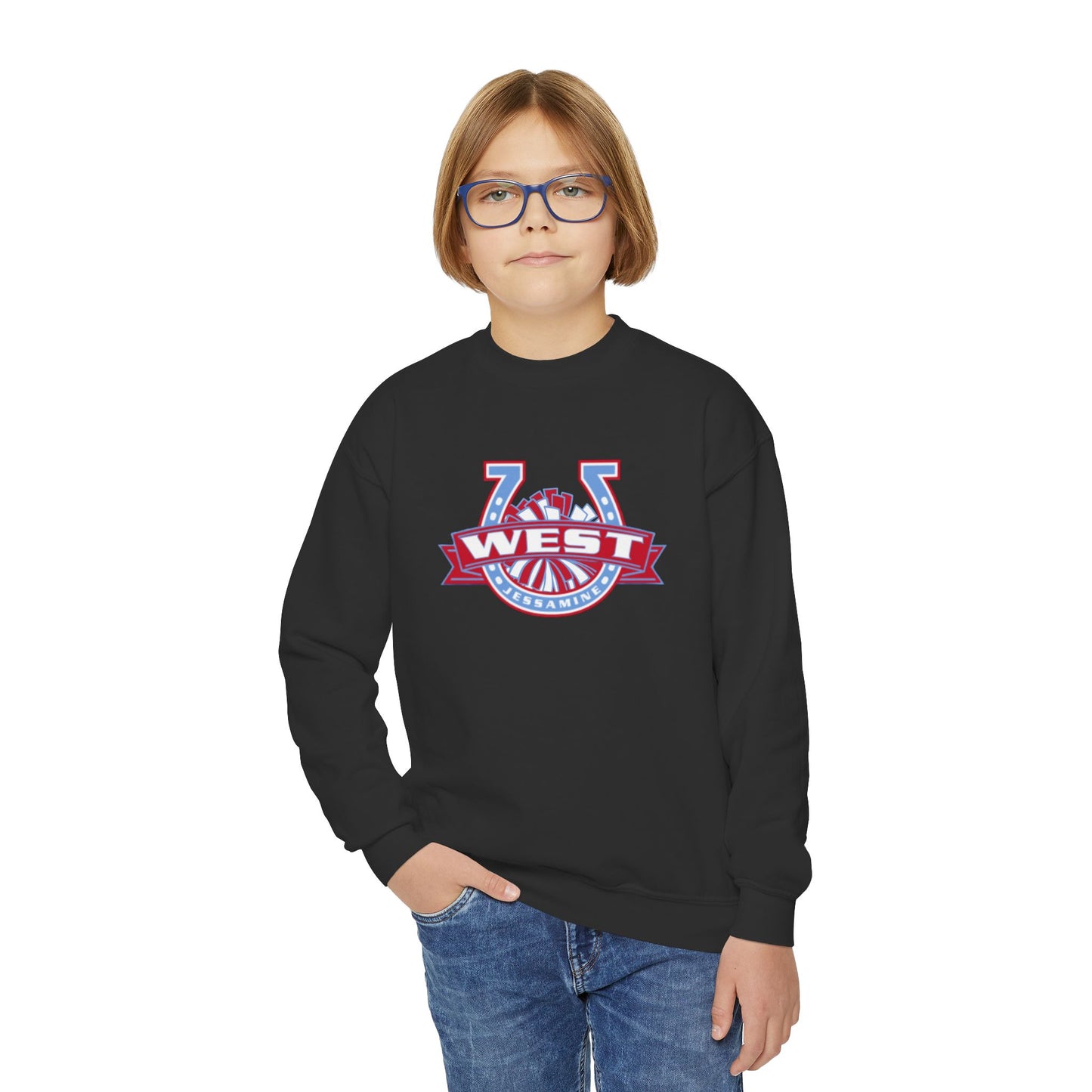 YOUTH -- West Jessamine Horseshoe Logo w/ Pom Sweatshirt