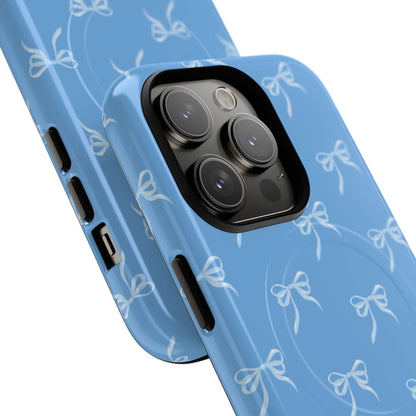 Blue Bow Coquette Design Tough Phone Case, Cute Phone Cover, Durable iPhone Case, Stylish Gift for Her
