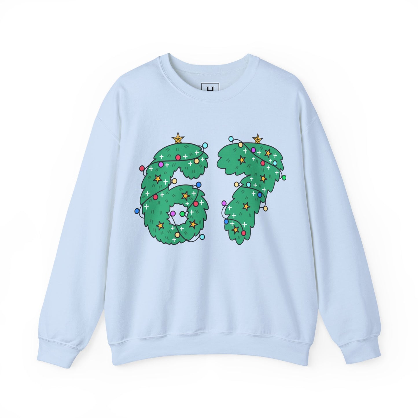 Wreath with Lights and Stars 6 7  - Christmas Sweatshirt - Unisex