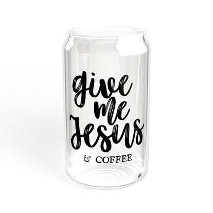 Give Me Jesus and Coffee Christian Sipper Glass, 16oz