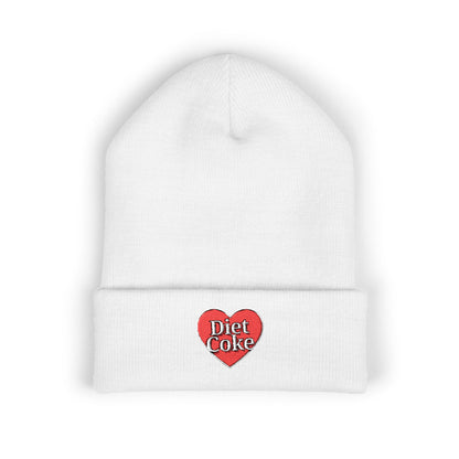 "Diet Coke" Heart Embroidered Cuffed Beanie — Classic Script Winter Hat