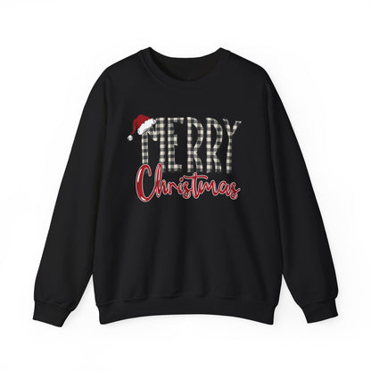 Merry Christmas Buffalo Check  -- Unisex Sweatshirt