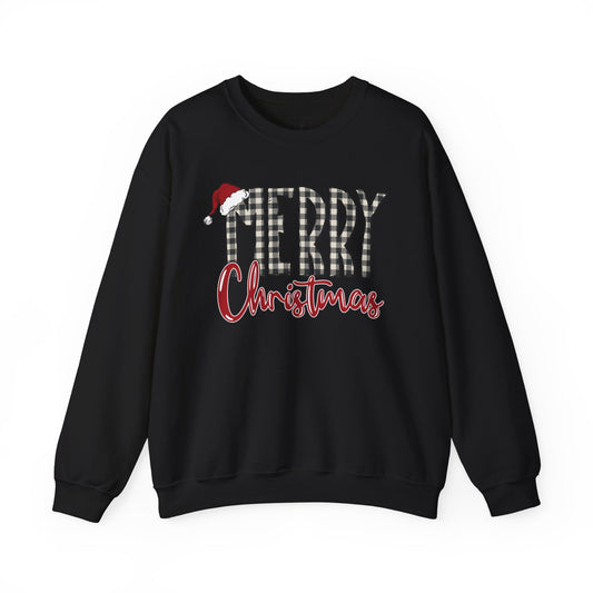 Merry Christmas Buffalo Check  -- Unisex Sweatshirt