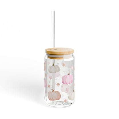 Pastel Fall Pumpkins Sipper Glass