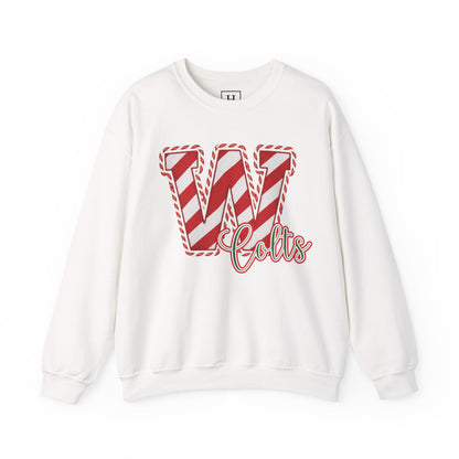 Candy Cane "W" - Colts; Christmas Sweatshirt - Unisex