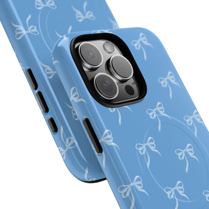 Blue Bow Coquette Design Tough Phone Case, Cute Phone Cover, Durable iPhone Case, Stylish Gift for Her