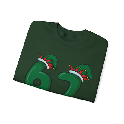 Green & Red Elf Hat 6 7  - Christmas Sweatshirt - Unisex