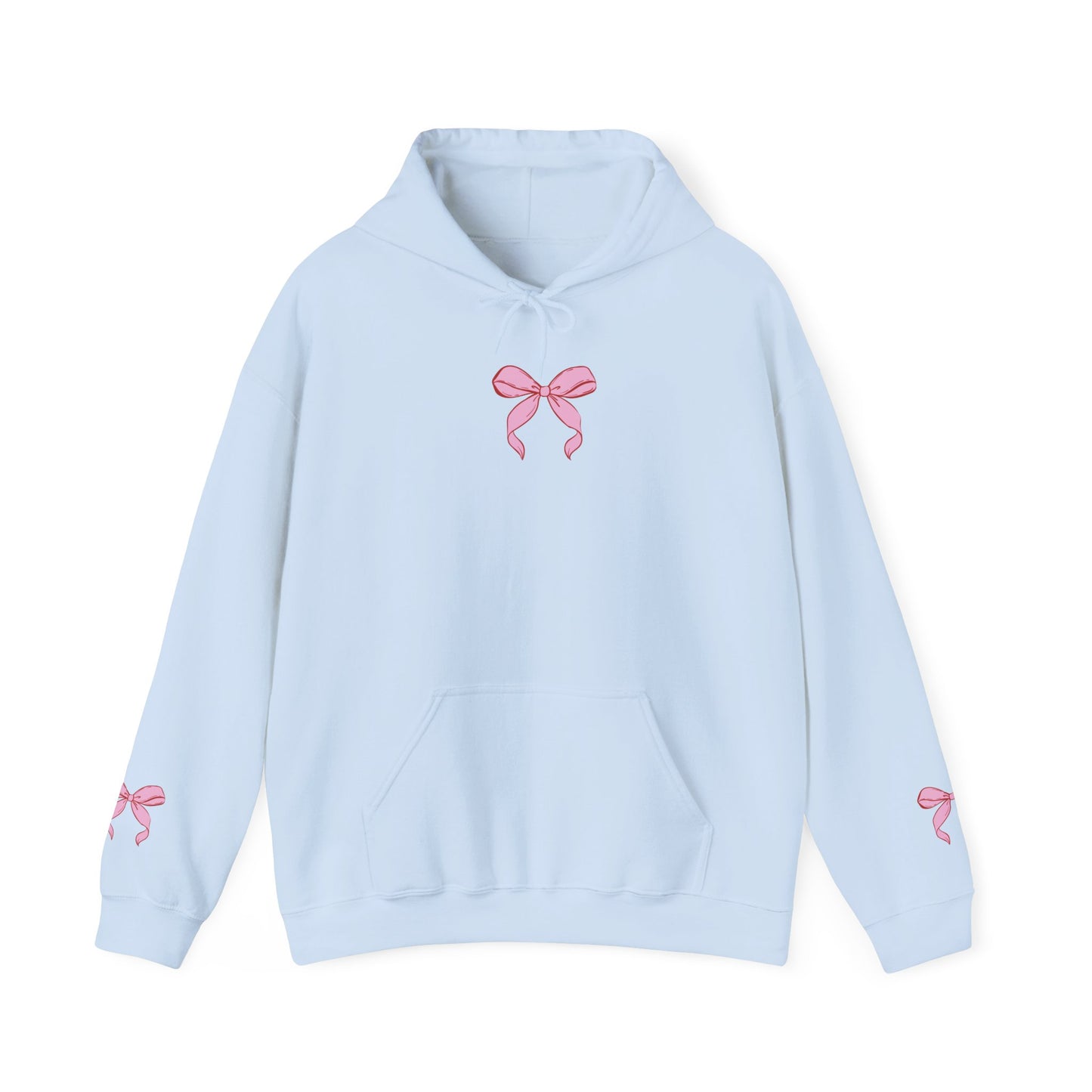 Coquette Pink Center Bow Pullover Hoodie with Bow Sleeves