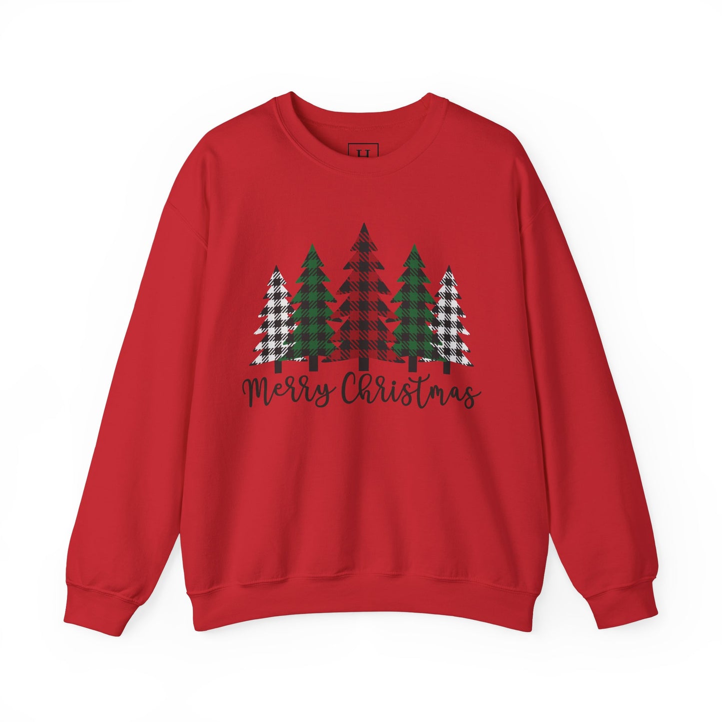 Merry Christmas Plaid Trees Sweater
