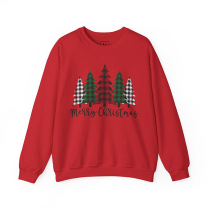 Merry Christmas Plaid Trees Sweater
