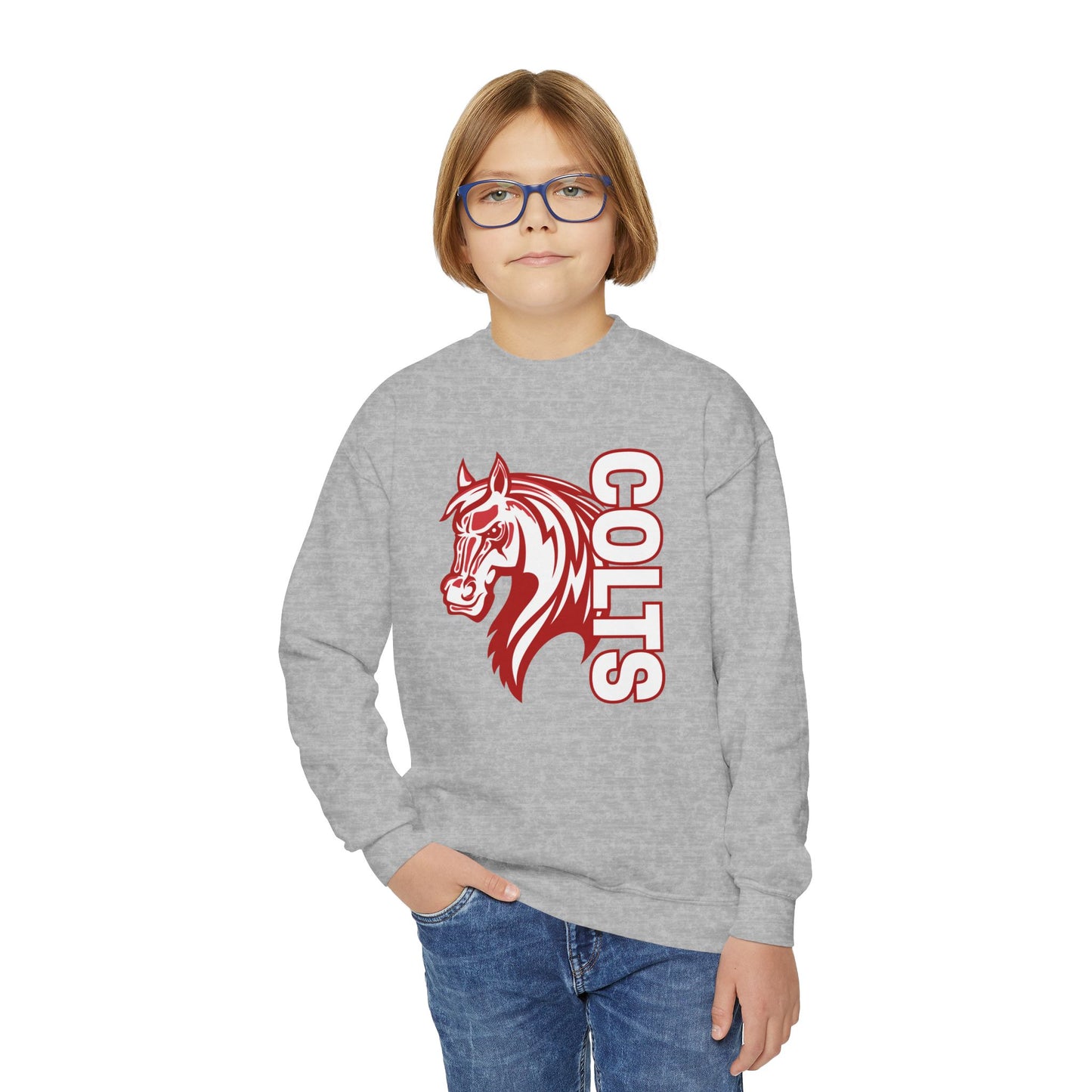 YOUTH -- Colts Mascot Head Horse West Jessamine Sweater