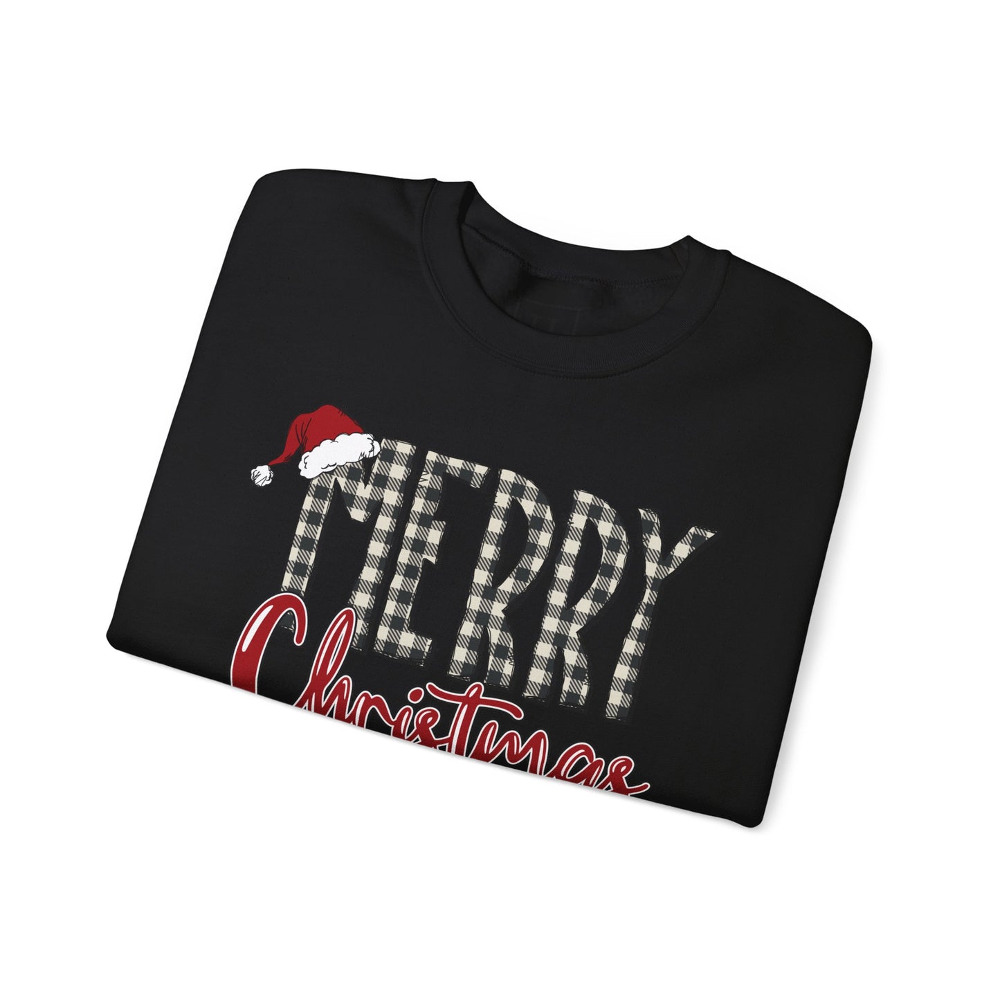 Merry Christmas Buffalo Check  -- Unisex Sweatshirt